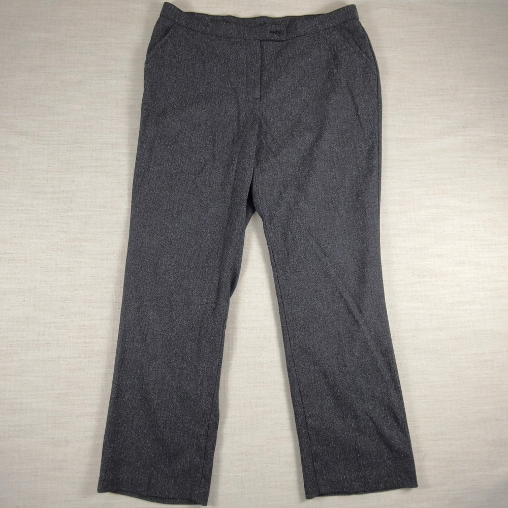 Investments II Womens Charcoal Gray Textured Straight Leg Dress Pants Trousers